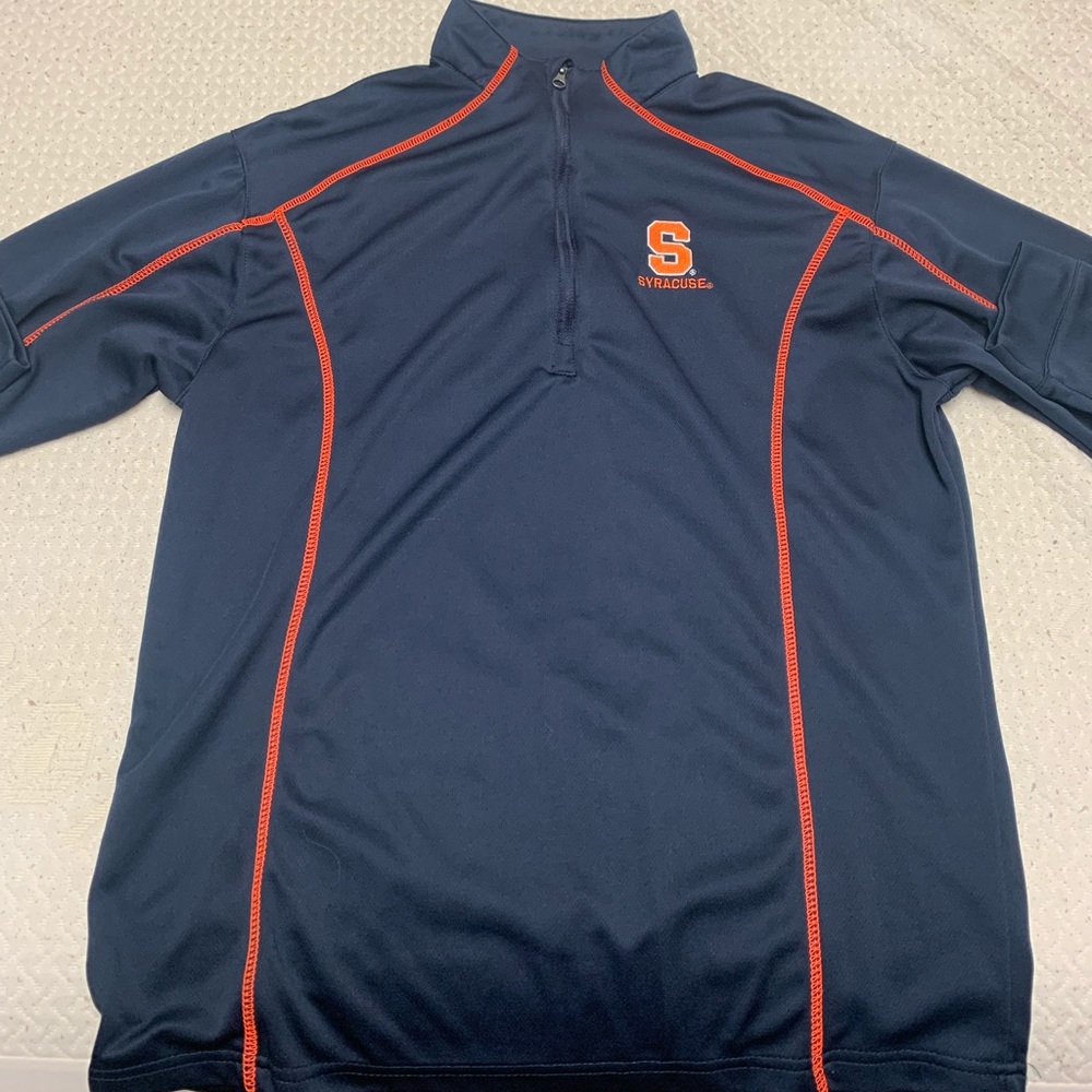 Syracuse half zip, blue and orange, size medium
